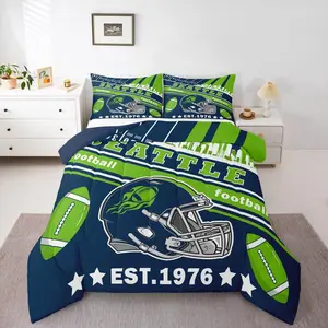 Football Bedding Set Boys Girls Rugby Sports Comforter Set Sports Themed Football City Duvet Quilt Bedroom Decor