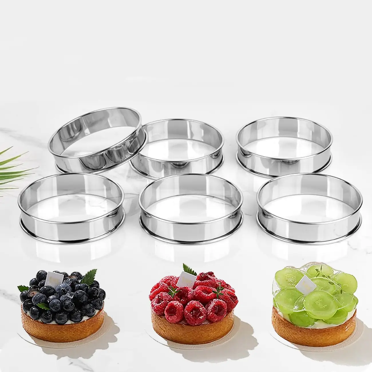 6pcs English Muffin Rings Round 2.56" to 4.92" Double-Rolled Stainless Steel Bakeware Baking Molds for Egg Burgers, Pancakes & DIY Pastries | Professional Crumpet Rings | Essential Kitchen Accessories Baking Supplies Baking Tools Kitchenware Gift