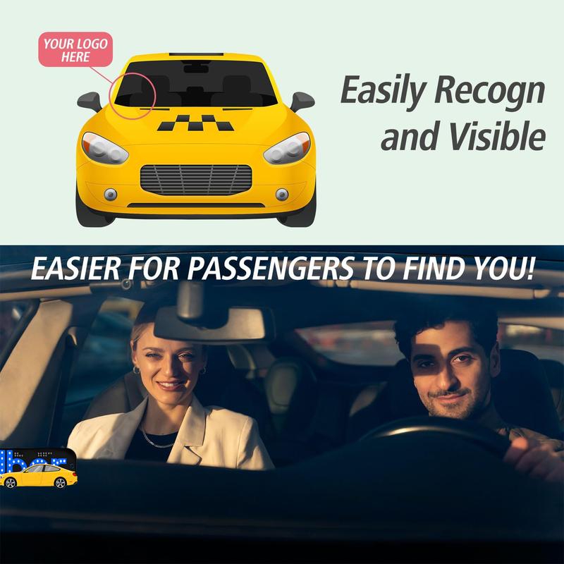 Taxi LED Light Sign for Car Uber/Lyft with Suction Cups USB Plug for Cars Trucks SUVs Compatible LED Decal for Windshield Visibility