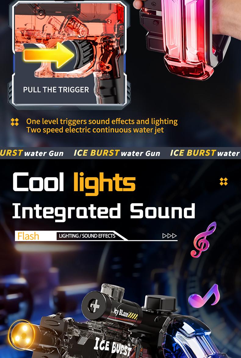 【Summer Time】Electric Water Guns for Adult Kid, With lighting and sound effects Strongest Full Automatic Water Pistol High Capacity 500+ Water Blaster, Range Powerful Classic Water Squirt, Summer Outdoor Swimming Pool Water Toy summervibes team toys