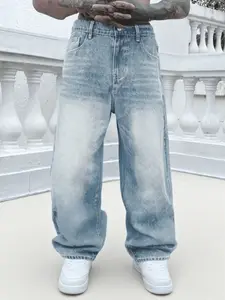 Classic Men's Y2K Denim Jeans Light Wash, Plain Casual Outdoor Wear, College and Street Style Streetwear Baggy Fit, Fitted Design, Comfortable Jeans for Everyday Use, Menswear, Pants