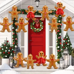 12 Pieces Inflatable Christmas Gingerbread Man Outdoor Decorations Christmas Gingerbread Man Inflatable Hanging Ornaments Blow up PVC Ornaments for Home Yard Party Supplies