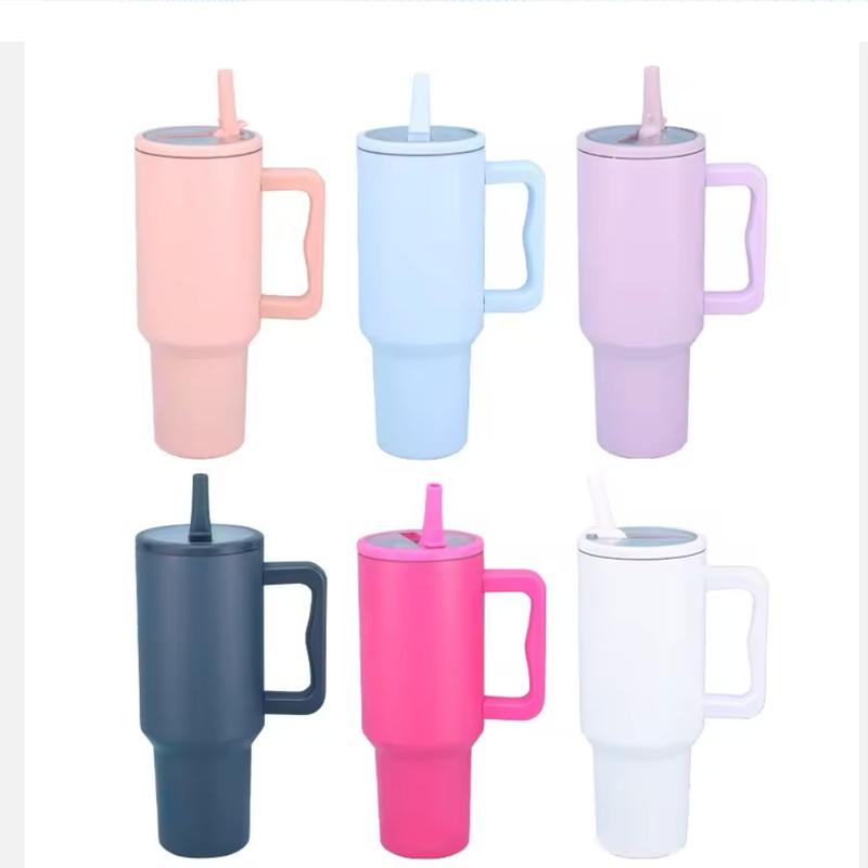 40oz Solid Color Powder-Coated Tumblers with Leak-Proof Lid & Reusable Straw Double Wall Vacuum Insulated Travel Mugs BPA-Free & Safe