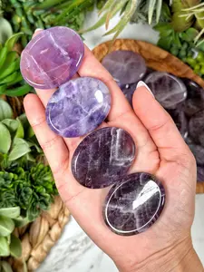 Amethyst Calming Stone 38mm, Pocket Worry Crystal, Third Eye Chakra Balance, Stress Relief Healing Gemstone, Crystal Pebble, Chakra Healing Stones