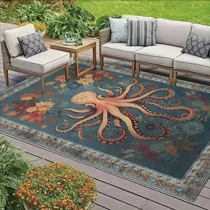 Octopus Printed Area Rug, Non-slip Washable Floor Mat, Decorative Carpet for Home Living Room Bedroom Study Room, Home Decor