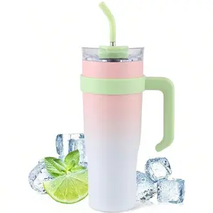 40oz Vacuum Insulated Tumbler with Straw - Extra Large Travel Mug for Car,Large Capacity Portable Water Bottle, Leak-Proof Thermo Cup for Coffee, Ideal for Commuting, Work & School, Thermos Cup