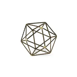 212 MAIN Jumbo Geometric Decorative Sculpture - Handmade, Minimalist, Distressed Modern Brown Metal Home Decor Statue (Model 399629)