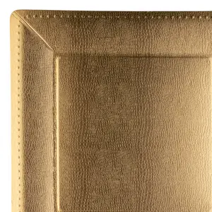 Gold Square Edge Beaded Disposable Paper Charger Plates (13")