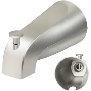 5 1/4 Inch Brushed Nickel Bathroom Tub Spout with Diverter, for 1/2'' IPS Inside Thread, Wall Front Mount Bathtub Faucet, Compatible with E531D-1F-62