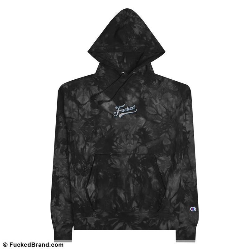 Essential: Fucked Unisex Champion Tie-Dye Hoodie (Embroidered, Standard Size on Center Chest)