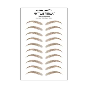 (10 pairs) Medium Brown Temporary Eyebrow Tattoo - Medium Size - Waterproof & Smudgeproof - Classy Curve Style Eyebrow Stickers - Sheet Lasts up to 30 Days - Won't Work on Existing Brows