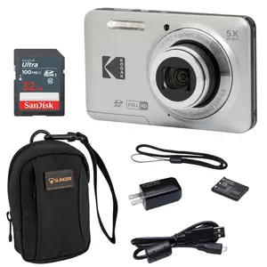 Kodak PIXPRO FZ55 Friendly Zoom Digital Camera, Silver, With SD Card &Camera Bag