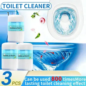 3-Pack Fully automatic toilet cleaner in blue gel form with ocean fragrance, designed for toilet tank cleaning, deodorizing, and household sterilization and disinfection. Simply place it in the tank to prevent stains and maintain long-lasting cleanliness.