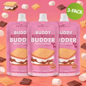 3pk Gimme S'more Squeeze Pouch (4oz each)- All Natural Dog Peanut Butter, Perfect with Dog Enrichment, Treating, Training, Traveling