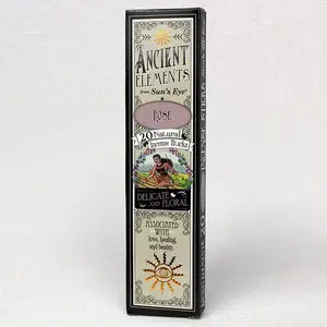Sun's Eye Ancient Elements Rose Incense 20 Natural Sticks Floral & Sweet Scent for Spiritual Love Healing and Beauty