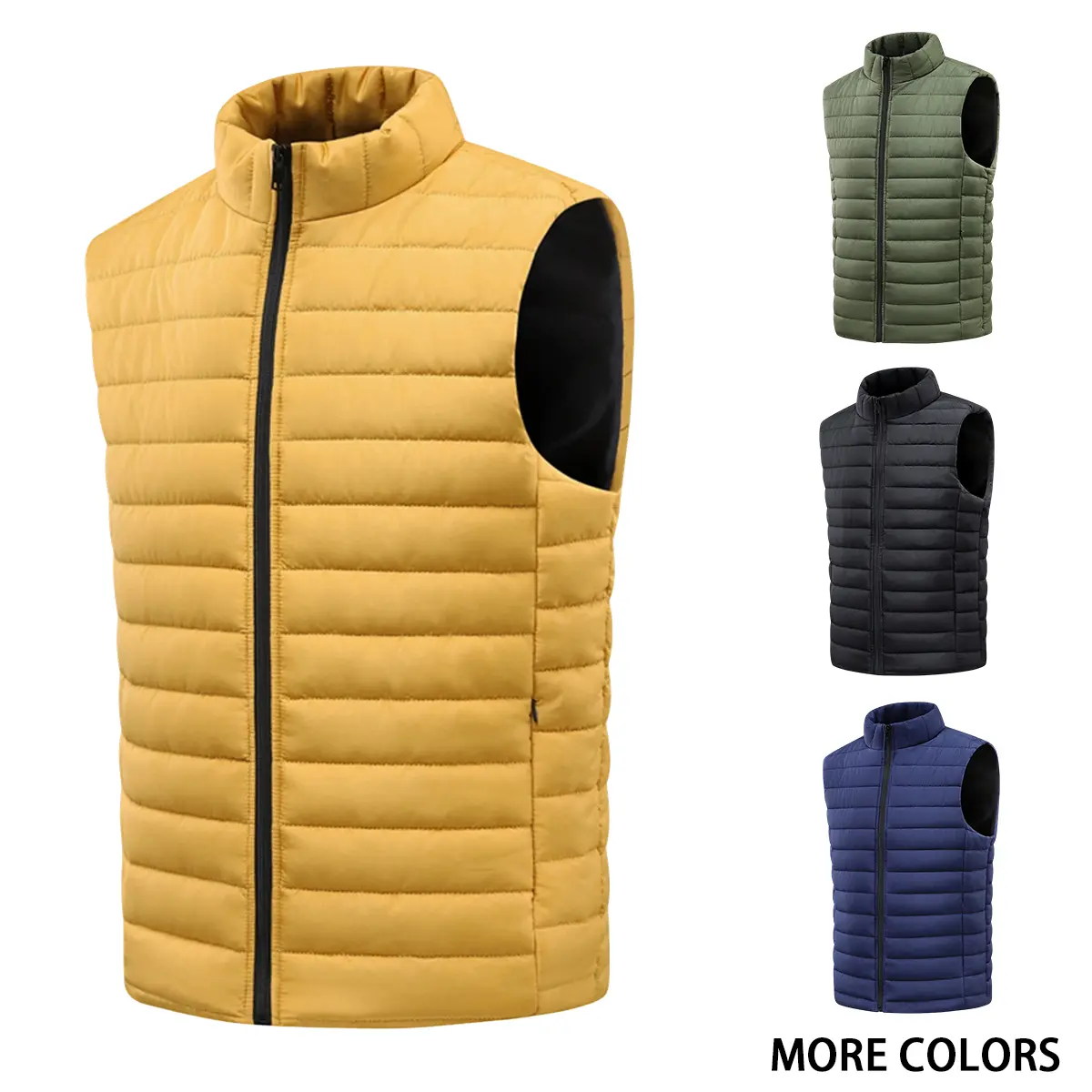 Men's Fitted Quilted Full-Zip Gilet - Warm Lightweight Menswear Sleeveless Outerwear, Ideal for Chilly Mornings, Daily Commutes Beige