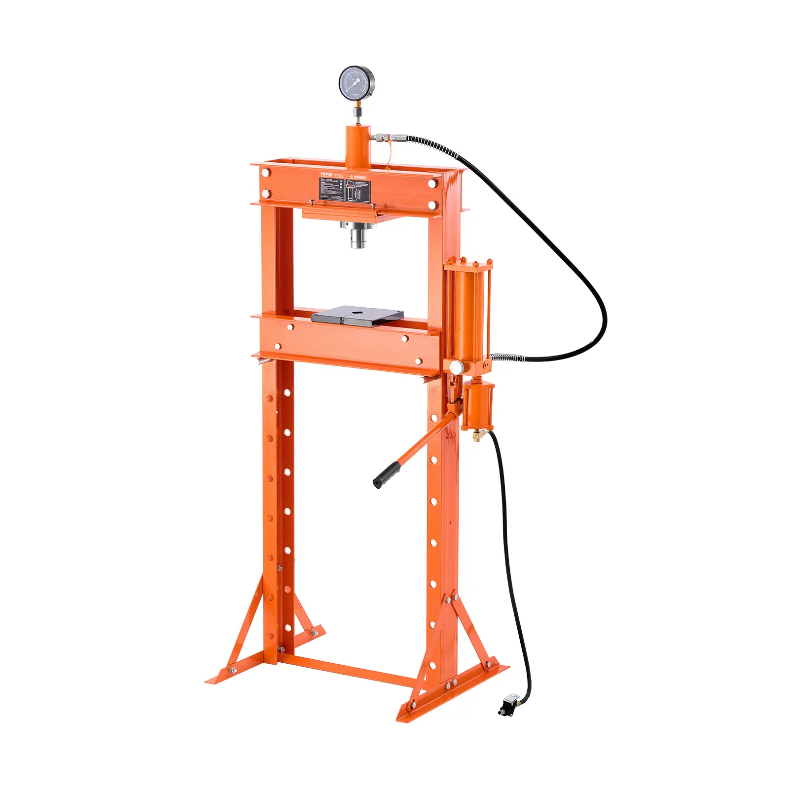 【Summerfinds】VEVOR Hydraulic Shop Press,20 T H-Frame Pneumatic Shop Press with Press PlateStable Garage Floor Adjustable Hydraulic Press with Triangular SupportFit for BendingStraightening & Stamping