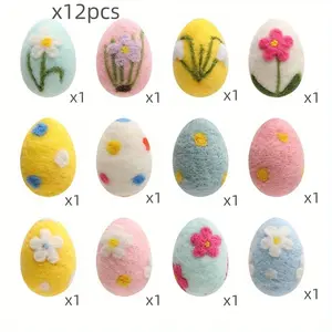 A set of 12 felt Easter eggs, ideal for large-scale party decorations. They are the perfect choice for table centerpieces and basket decorations. These large pastel-colored artificial felt eggs are great for spring crafts and tree ornaments