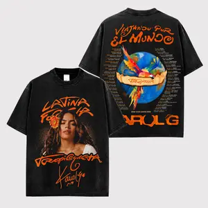 Viajando Por El Mundo Tropitour  Premium Cotton T-Shirt, La Bichota Shirt, Latin Queen Fans, Latin Pop Graphic Tee, Concert Tour Merch, Cute Festival Summer Tee, Unisex Gift Shirt