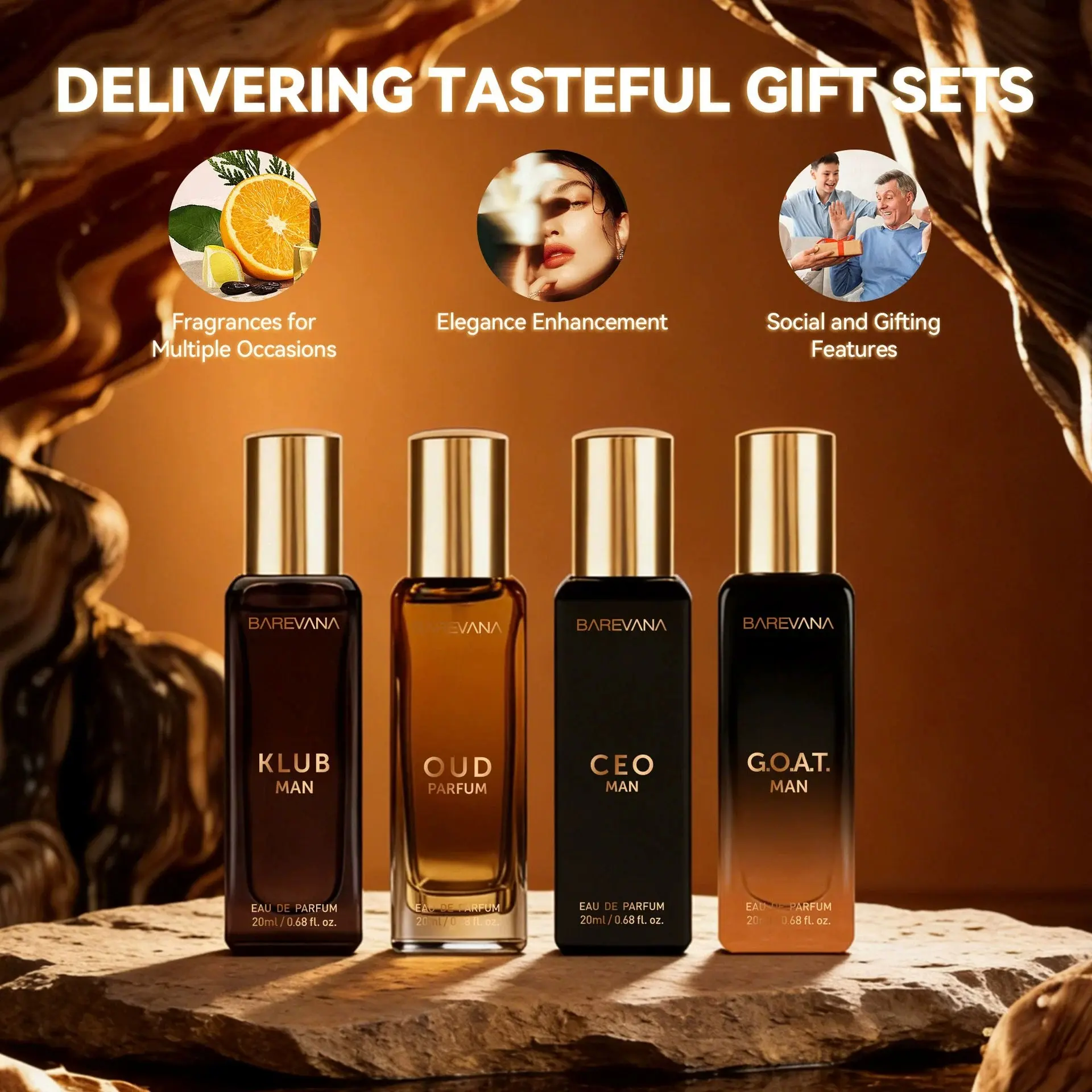 Scent Layering Set, 4-Piece Travel Size Perfume Gift Box, Alcohol-Free Fragrance Mist, Long Lasting Portable Perfume Oil, 20ML Each