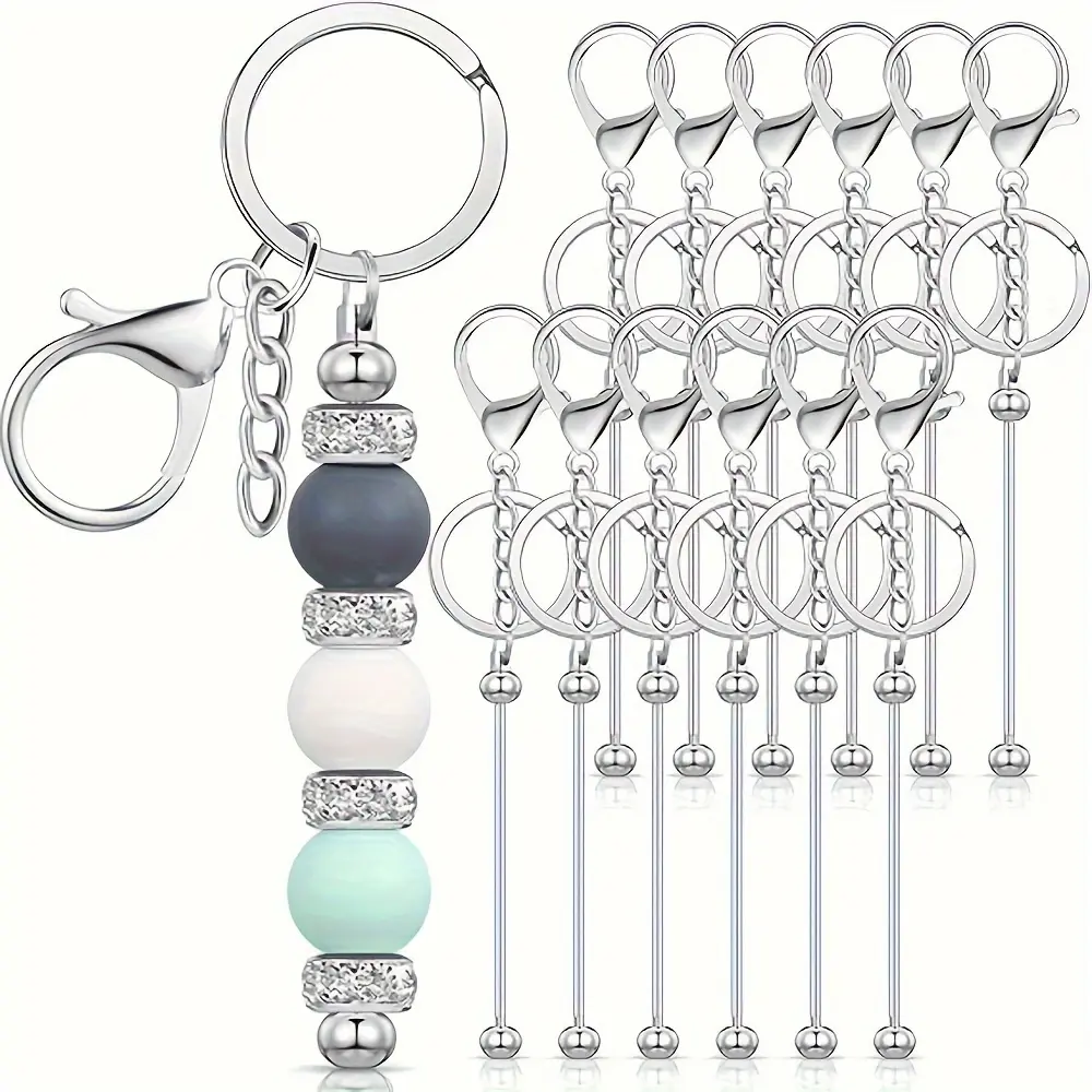 24/36 pieces of simple and fashionable basic-color keychain pendants, suitable for making your own keychain accessories. There are five color options available: silvery, golden, rose golden, black and white. It is an ideal gift for friends and family.
