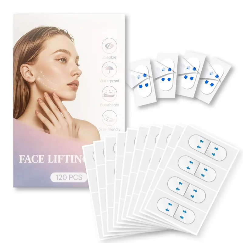 Invisible High-Elasticity Adhesive Face Lifting Tape (120 Pcs) - Facial Care Tool for Adults - Instant V-Shape Lift, Skin Sagging & Wrinkle Concealing - Waterproof, Breathable, Skin-Friendly, Unscented - Ideal for Daily Commute, Photos,familyfun