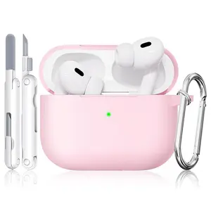 for AirPods Pro 3 Case 2025, Cute Aesthetic Soft Silicone Case Compatible with Apple Airpods Pro 3rd Generation Earbuds Cover Pink with Cleaner & Keychain for Women Girly, Anti-Scratch,Shockproof, Protection