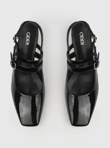 Point Toe Slingback Chunky Heels