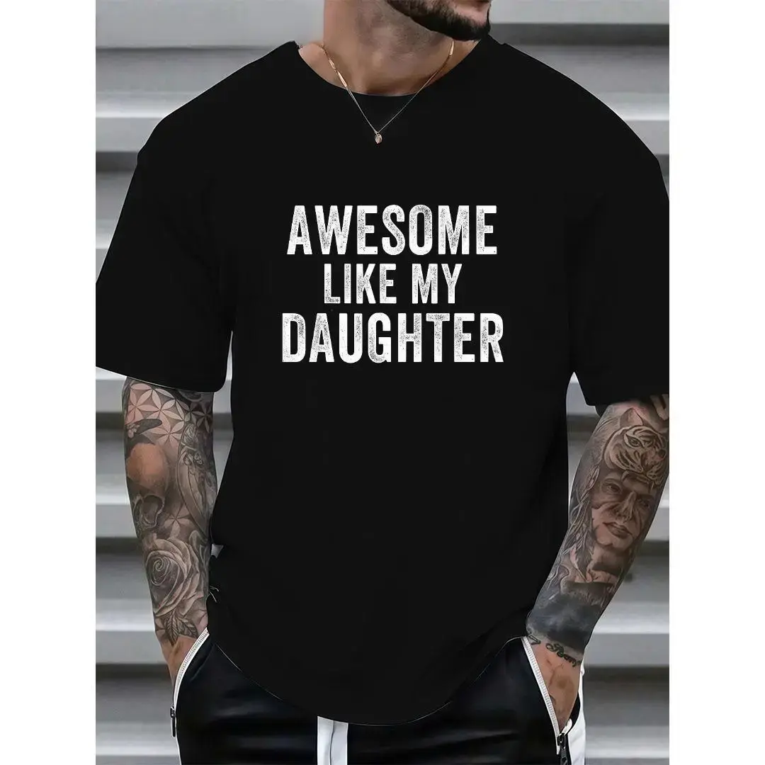 Women's Funny Father's Day Graphic T-Shirt, Casual Fitted Short Sleeve Crew Neck for Spring and Summer Wear, Shortsleeve