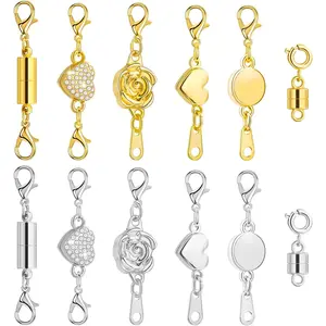 Paxcoo 12Pcs Magnetic Necklace Clasps and Closures, Locking Magnetic Jewelry Clasps, Magnetic Necklace Extender, Necklace Clasp Helper for Necklaces, Bracelets and Jewelry