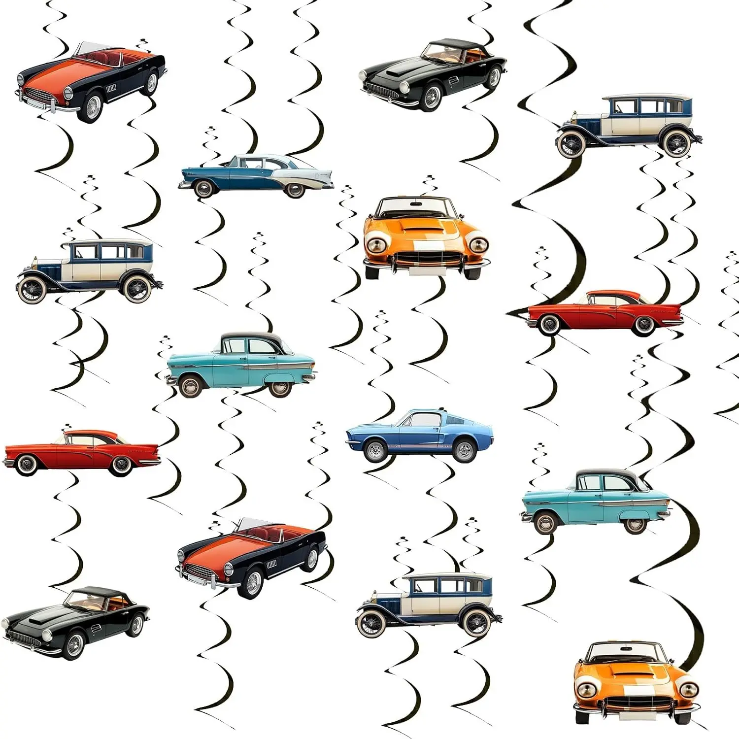 Vintage Car Party Decoration Man, 24pcs I am Not Old I am Classic Decoration Hanging Swirl Vintage Car Ceiling Streamer for Classic Car 50th 60th 70th 80th Birthday Party Decoration