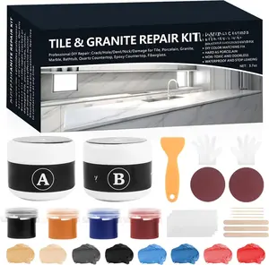 Tile and Fiberglass Tub Repair Kit,  Marble and Granite Repair Kit, Porcelain Repair Kit for Sink & Toilet, Epoxy and Quartz Countertop Repair Kit for Cracks Chips  Holes