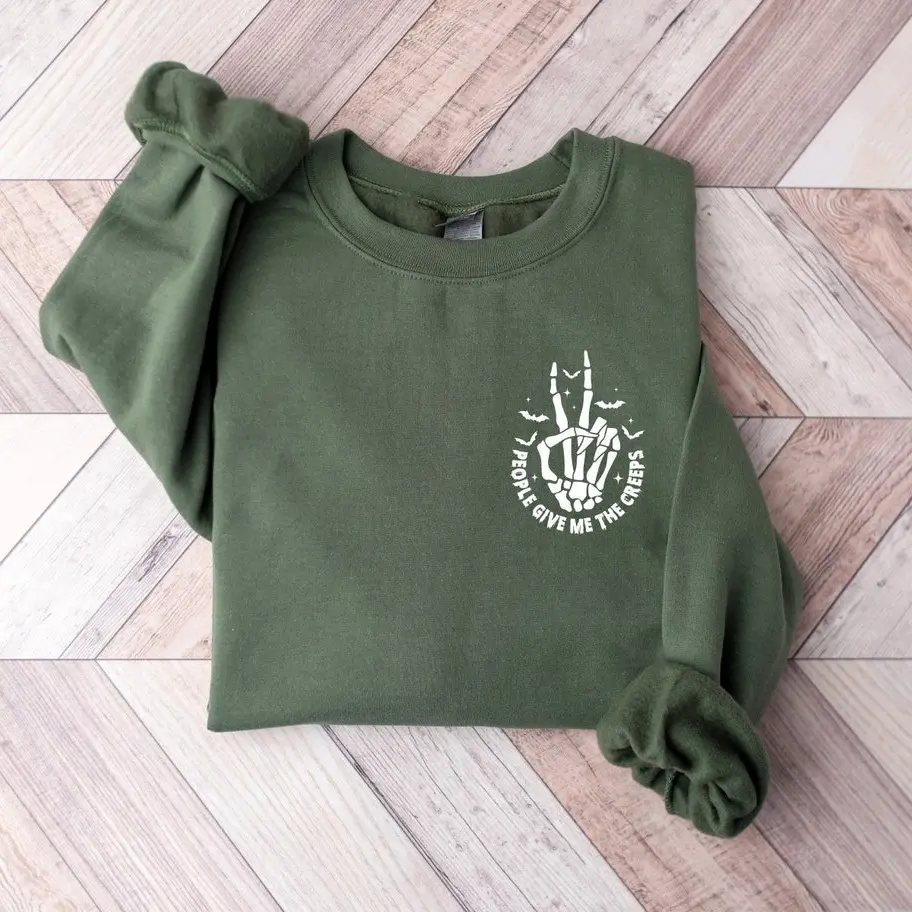 People Give Me The Creeps Sweatshirt, Skeleton Hands Shirt, Skeleton Sweatshirt, Witch Vibes Shirt, Spooky Season Shirt, Skull Halloween Sweatshirt, Spooky Sweatshirt, Skeleton Sweater