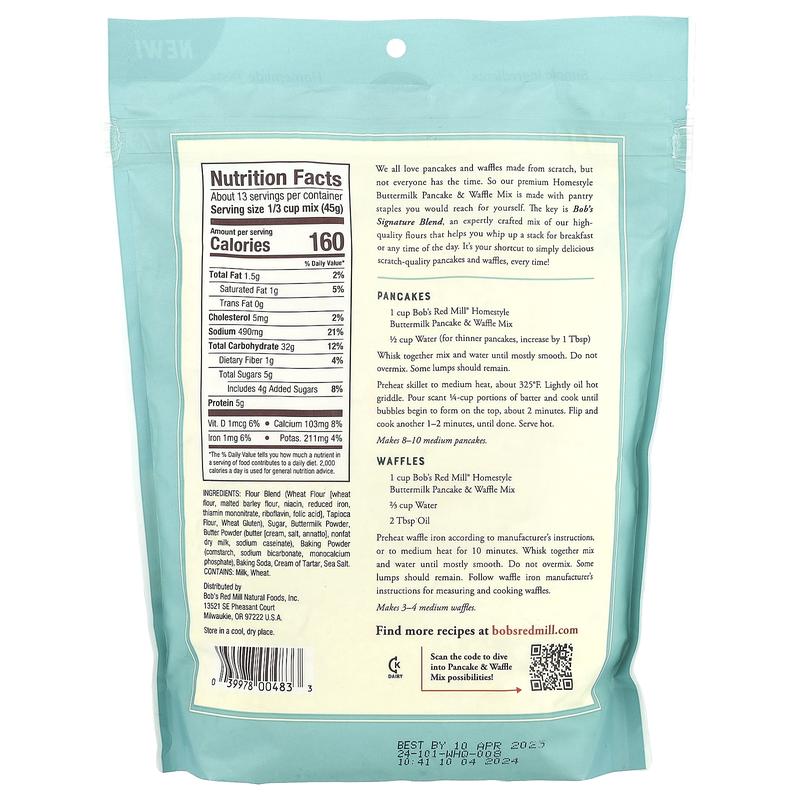 Bob's Red Mill Homestyle Buttermilk Pancake & Waffle Mix, 20 oz (567 g)