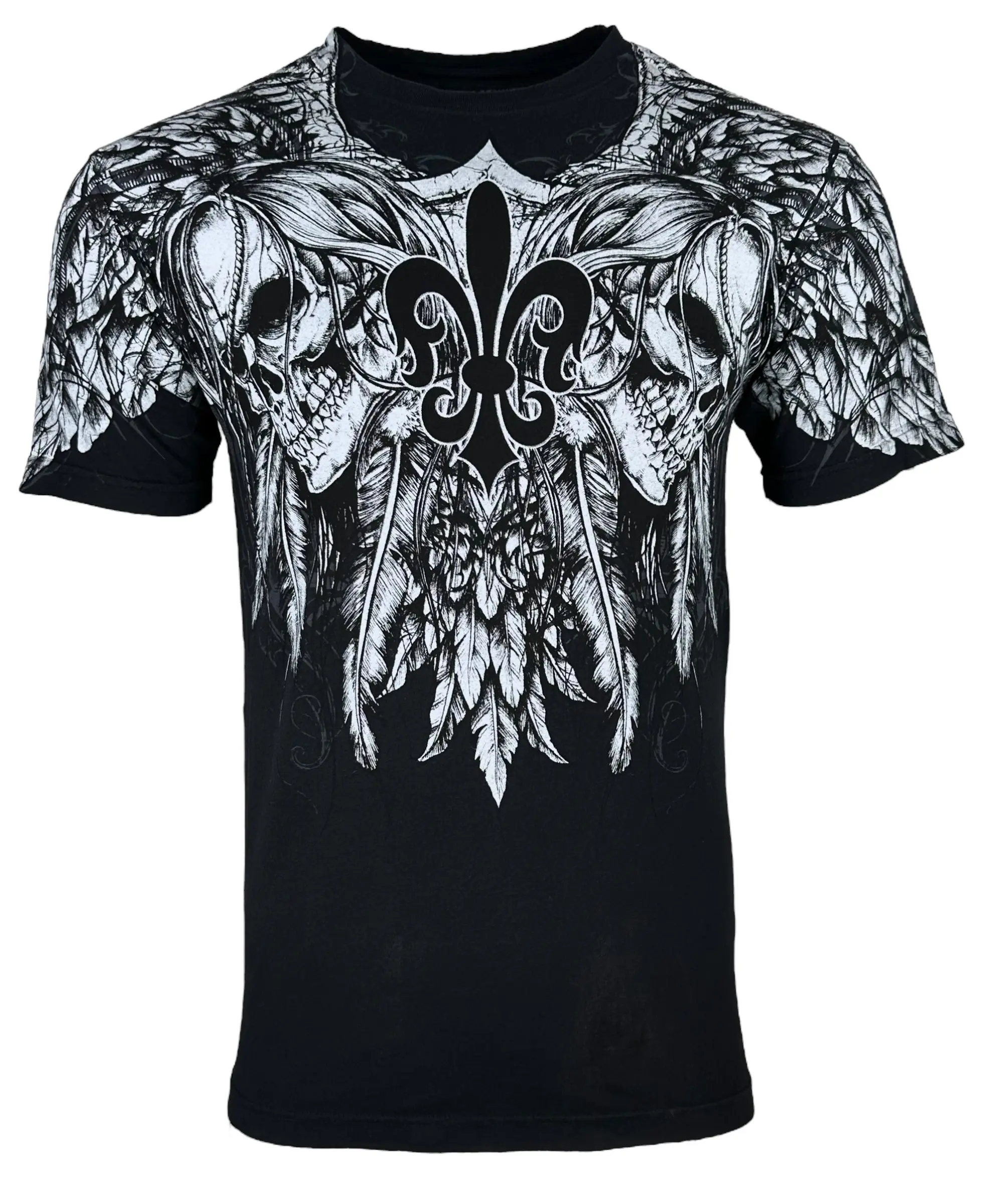 Xtreme Couture by Affliction Men's Cotton T-Shirt - Gatherer Crewneck, Short-Sleeve Print, Menswear, Alternative Goth Men's Short-Sleeve Tshirt