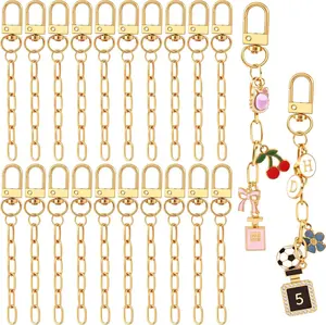 Hzopcw 20pcs Gold Keychain Making Kit, Key Ring Swivel Snap Hook Chains, Extender Keychain Bag Charm Kits for DIY Crafts Jewelry Making Handbag Purses