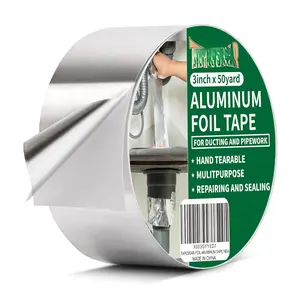 Foil Tape,  Air Duct Tape, Withstand 80?C to 100?C, Heat Resistant Tape Insulation Tape for HVAC, Sealing & Patching, Metal Repair, 3inch x 50yard