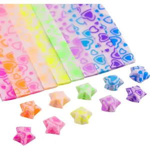 420 Sheets Glows in the Dark Origami Stars Paper Double Sided 10 Colors Decoration Paper Strips, Glows in The Dark Stars Folding Paper