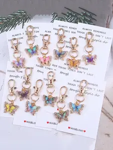 12pcs Gift for Her/Him Hugs and Love Pocket Hug Party Keychain Gift Set - Butterfly Keychain Charms with Encouragement Phrases, Soft Colors，Birthday Gifts, Thank-You Gifts, Graduation Gifts, Key Ring