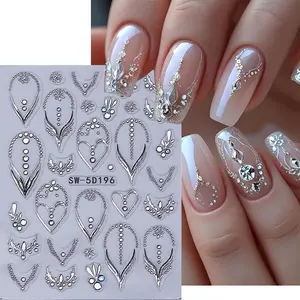 Heart-Themed Luxury Necklace Design Nail Stickers