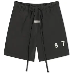 Stylish Casual Essen-tials Sweatshort  'Iron' Black 160BT212000F Menswear Loose Fit '1977' Logo