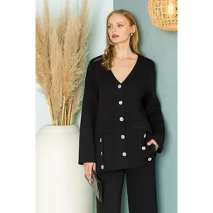 Felicity Stretch French Scuba Jacket with Diamond Studs