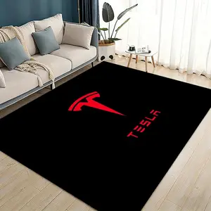 Luxury Car T-TESLA Floor Mat Flannel Rugs Soft Warmth Floor Mat Thickened Non-Slip for Room Home Decor Door Mat Strong Water Absorption Upgraded Anti-Slip Backing Easy to Clean