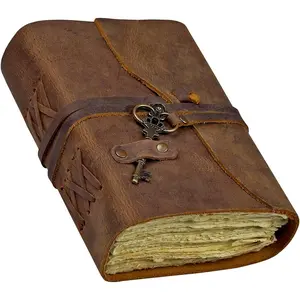 Leather Journal - Antique  Deckle Edge  Paper Leather Bound Journal - Book of Shadows Journal - Leather Sketchbook - Drawing Journal -   (Brown)