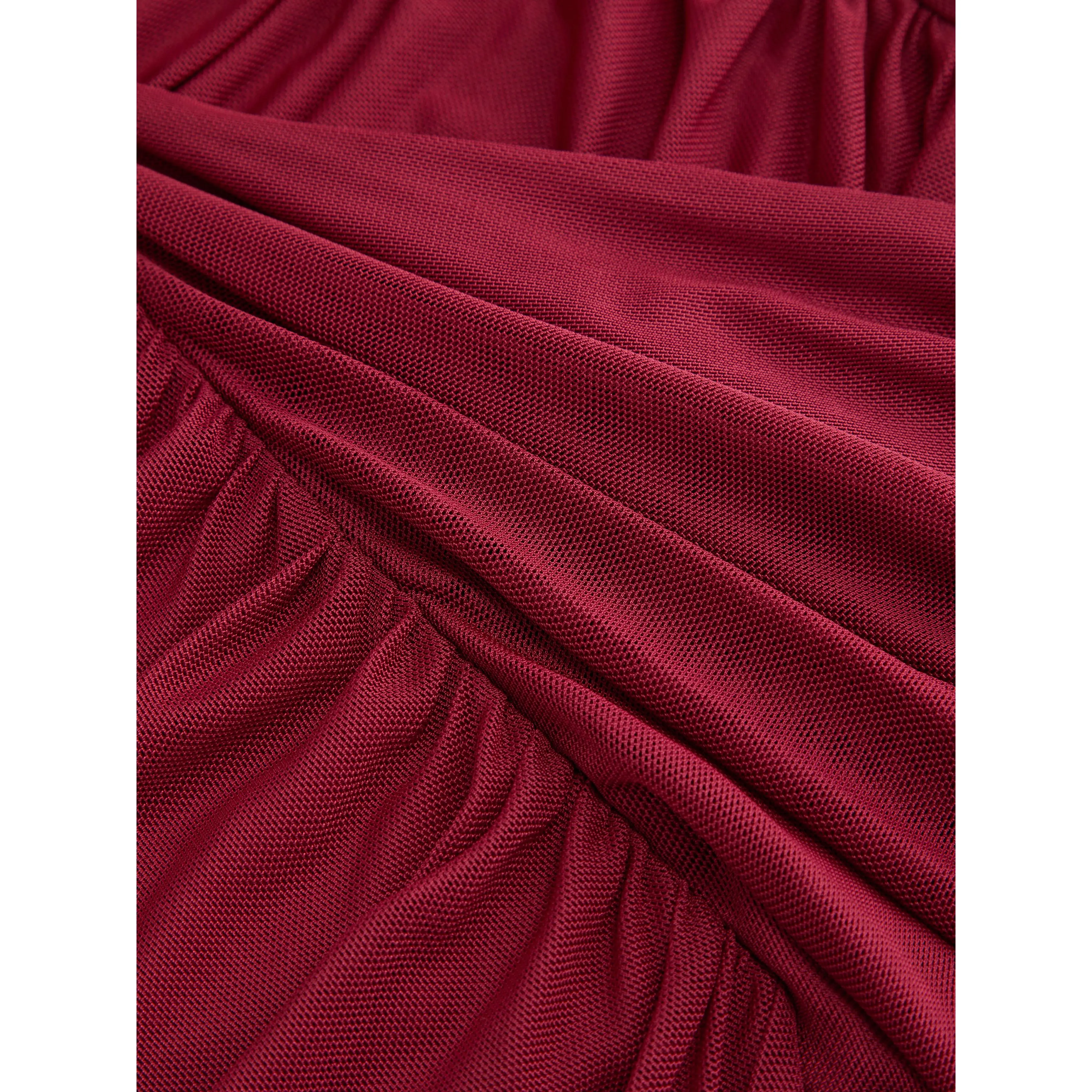 Cider Mesh Sweetheart Ruched Draped Ruffle Maxi Dress - TikTok Shop