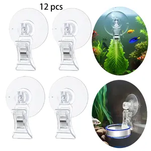 Fish Tank Plant Clip, Aquarium Clip, Algae Holder, Plastic Suction Cup Clip, Glass Window Suction Cup with Clip, Easy Installation