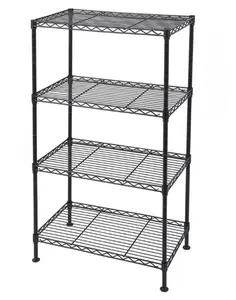 4-Tier Industrial Welded Wire Shelving Storage Rack Kitken Shelf (50 x 30 x 80)cm US Warehouse Adjustable Organiser