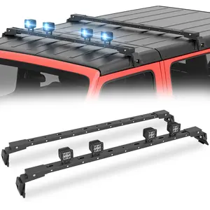 【Yzona】400 LBS Roof Rack Cross Bars with 4 Pcs LED Lights Bar Compatible for 2007-2026 Jeep Wrangler JK JKU JL JLU Unlimited & Gladiator JT Hardtop, Roof Rail Crossbars Cargo Carrier Rooftop Luggage
