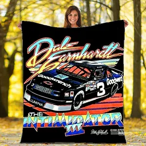 Dale Earnhardt Racing Pattern Themed Digital Print Flannel Blanket, Soft and Warm, Double-Sided Use, Suitable for Sofa, Office, Bed, Camping | Four Seasons Gift Idea