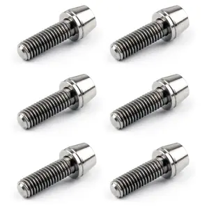 M5x16mm Titanium Ti Bolts Allex Hex Bike Stem Tapered Head Screw + Washer 6pcs T
